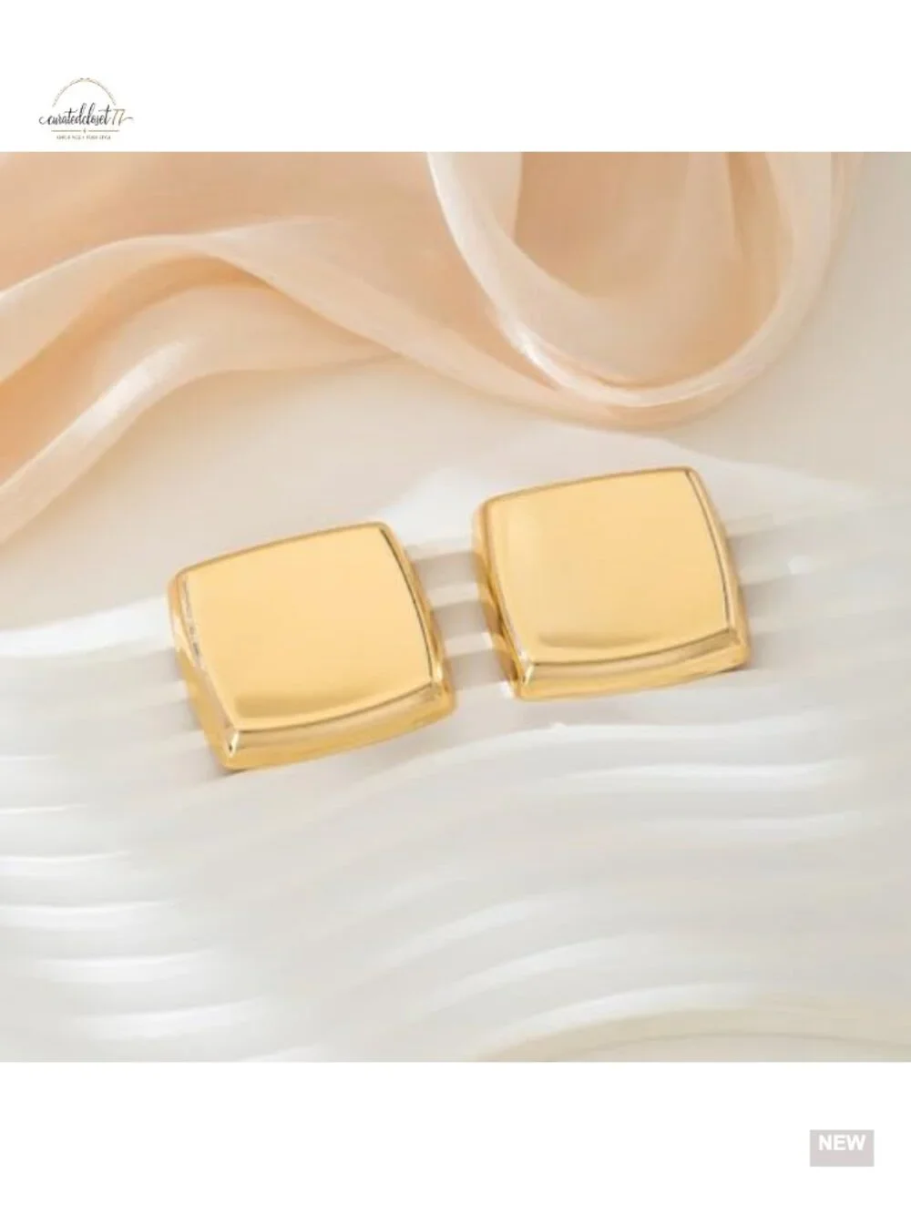 Statement Chunky Gold Earrings Women Irregular Geometric Large Stud